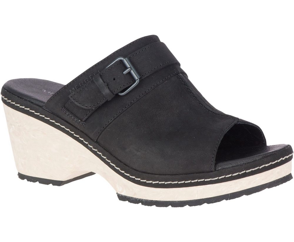 Merrell Sandals Black - Halendi Slide - Womens 96HYCUMOZ